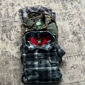 Lot (3) Eddie Bauer and Cabela’s Assorted Plaid Flannel Shirts XL